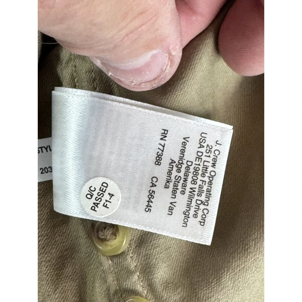 J Crew Oarsman Shirt Mens Large‎ Khaki Button Front Pockets Long Sleeve Casual